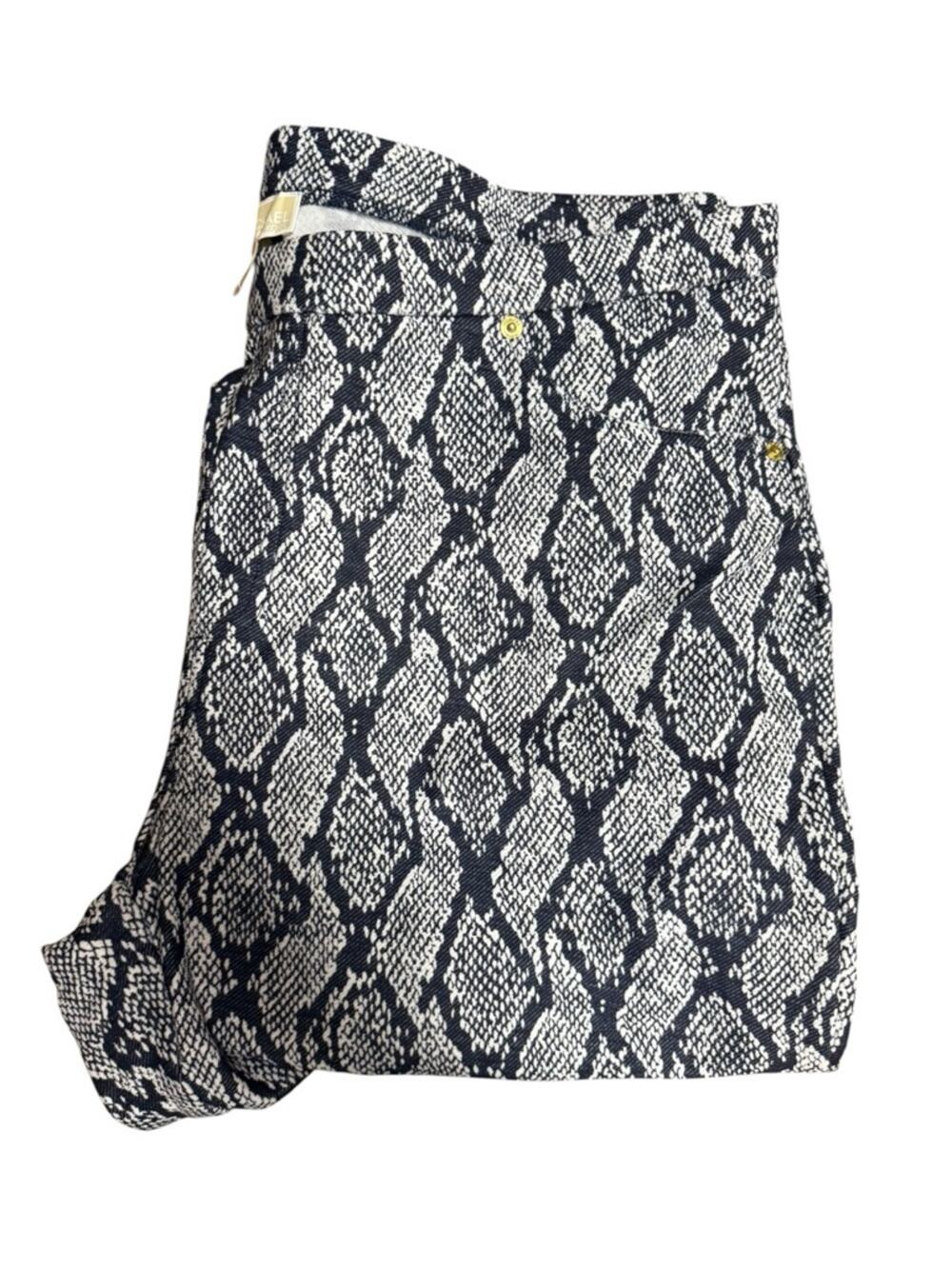 NWT Michael Kors Navy and White Snake-Print Pants 2X